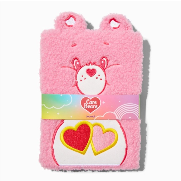 Care Bears Plush Journal Pink + Purple Fuzzy New - Picture 1 of 4